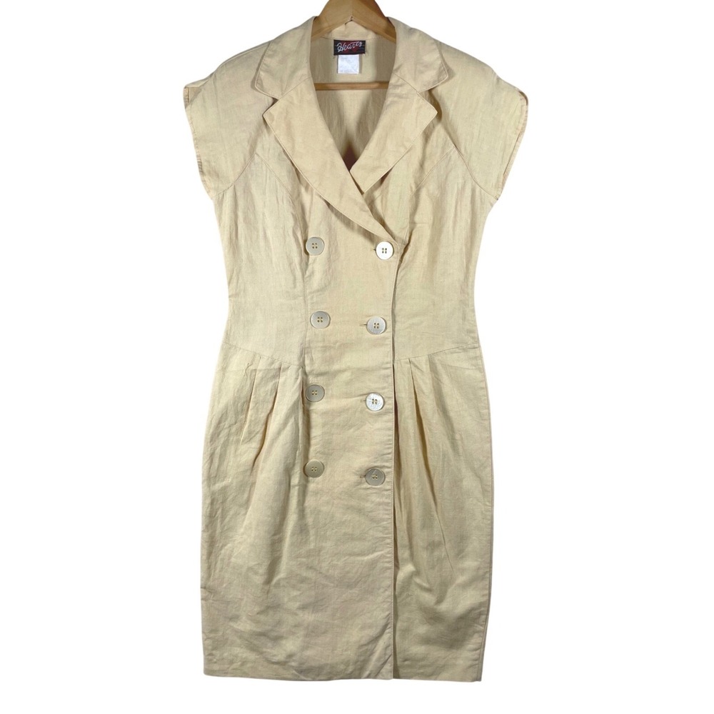 vintage 90s butter yellow dress linen tuxedo preppy editorial corporate chic